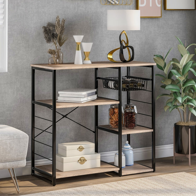 [UK Warehouse] Kitchen Microwave Oven Stand Bread Rack, Size: 90 x 40 x 84cm(Oak)