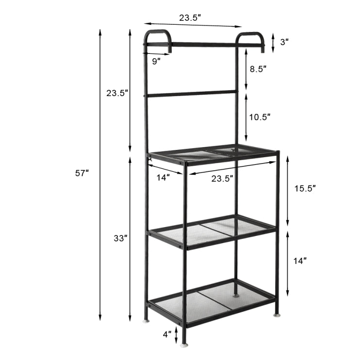 [US Warehouse] 4-Tier Wire Mesh Laminate Kitchen Shelf Decoration, Size: 59.7 x 35.6 x 144.8cm