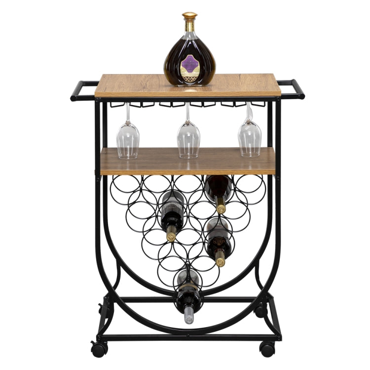 [US Warehouse] Vintage Industrial Style 2 Layers Removable Metal Wood Wheeled Wine Rack Cart, Size: 74 x 40 x 83.5cm