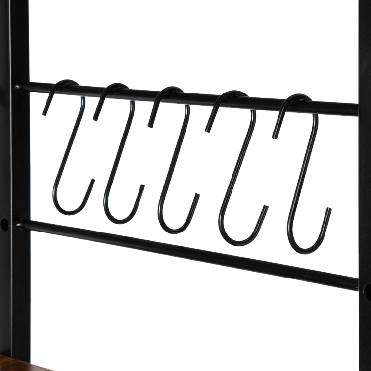 [US Warehouse] Kitchen Microwave Cart 3-Tier Vintage Rolling Baking Rack with Hooks, Size: 60.2 x 40 x 73cm