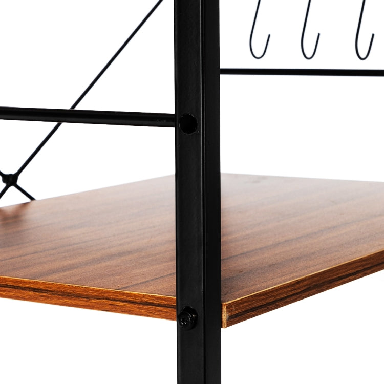 [US Warehouse] Kitchen Microwave Cart 3-Tier Vintage Rolling Baking Rack with Hooks, Size: 60.2 x 40 x 73cm