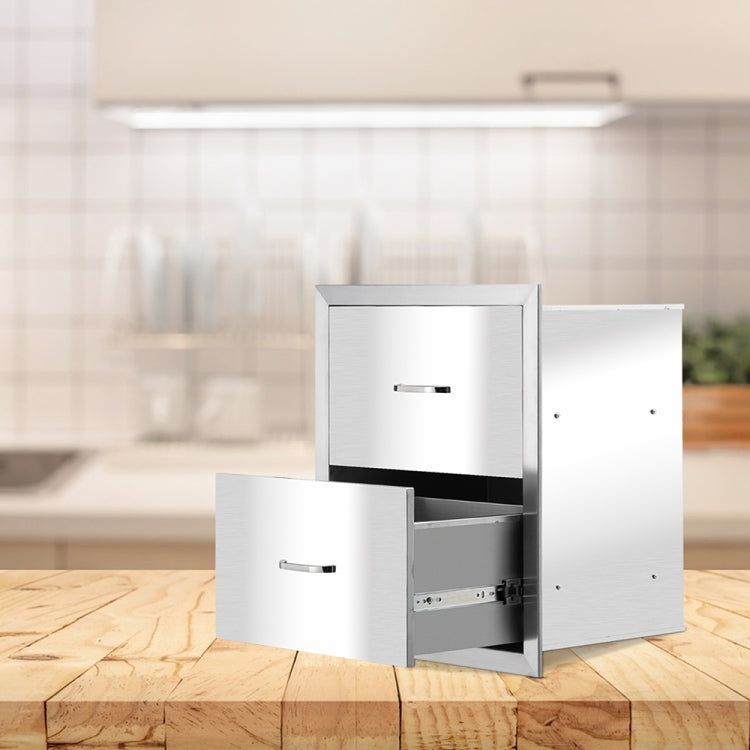 [US Warehouse] Courtyard Stainless Steel Two-drawer Cabinet for Storage Oven, Size: 20.47 x 17.75 x 12.71 inch
