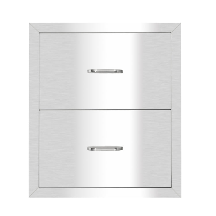 [US Warehouse] Courtyard Stainless Steel Two-drawer Cabinet for Storage Oven, Size: 20.47 x 17.75 x 12.71 inch