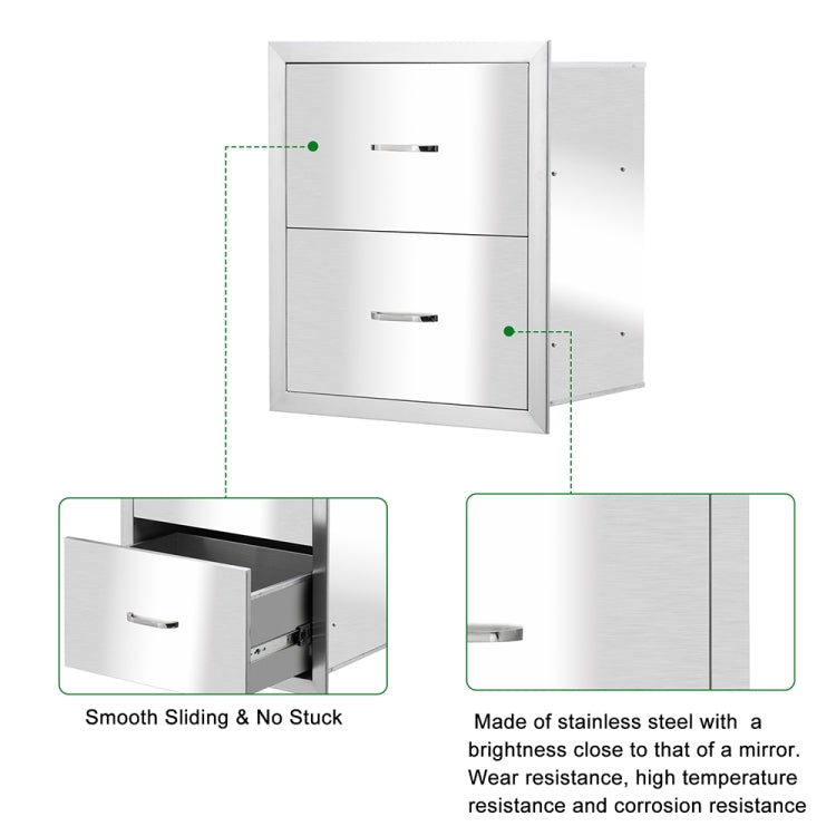[US Warehouse] Courtyard Stainless Steel Two-drawer Cabinet for Storage Oven, Size: 20.47 x 17.75 x 12.71 inch