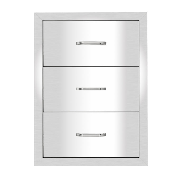 [US Warehouse] Courtyard Stainless Steel Three-drawer Cabinet for Storage Oven, Size: 21.37 x 17.91 x 15.7 inch