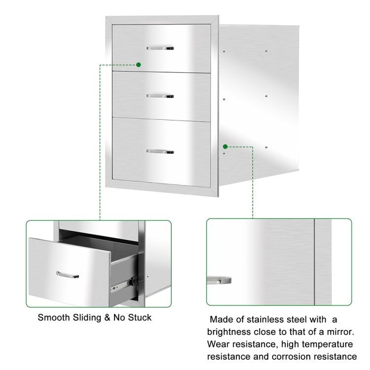 [US Warehouse] Courtyard Stainless Steel Three-drawer Cabinet for Storage Oven, Size: 23.22 x 22.99 x 17.95 inch