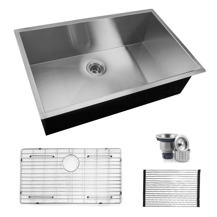 [US Warehouse] Stainless Steel Single Bowl Kitchen Sink, Size: 30 x 21 x 10 inch