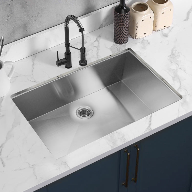 [US Warehouse] Stainless Steel Single Bowl Kitchen Sink, Size: 33 x 21 x 9 inch