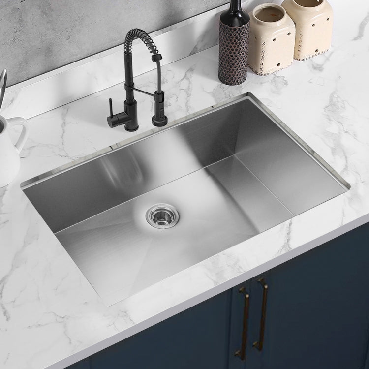 [US Warehouse] Stainless Steel Single Bowl Kitchen Sink, Size: 33 x 21 x 10 inch