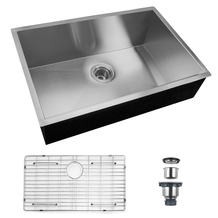 [US Warehouse] Stainless Steel Single Bowl Kitchen Sink, Size: 30 x 18 x 9 inch