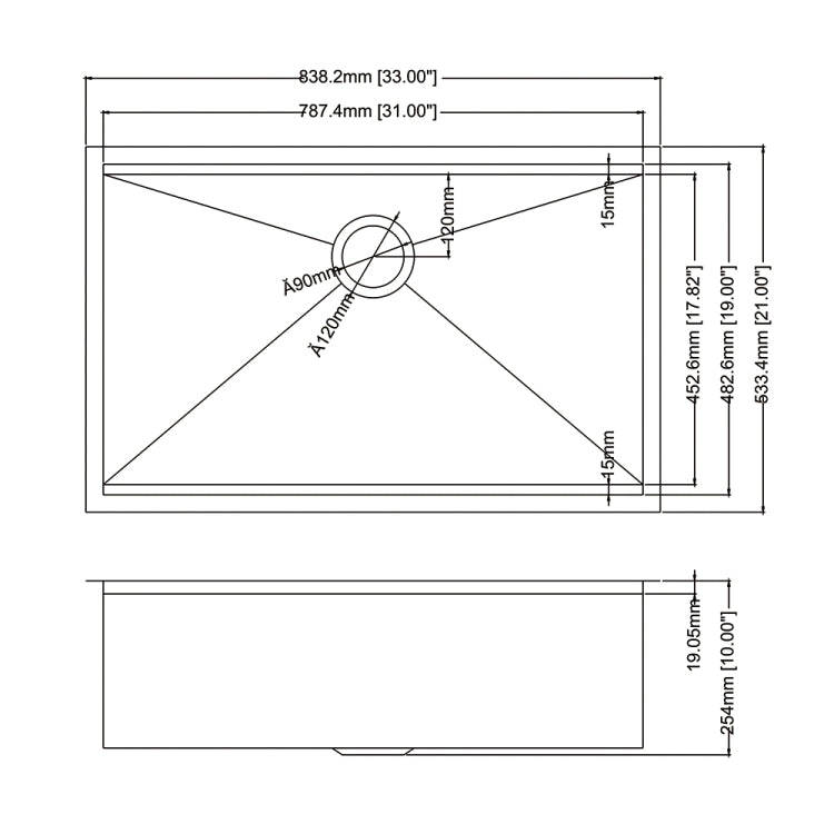 [US Warehouse] Stainless Steel Single Bowl Kitchen Sink with Colander, Size: 33 x 21 x 10 inch