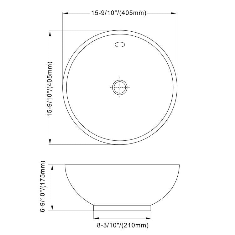 [US Warehouse] Ceramic Basin Single Bowl Hand Wash Bathroom Basin, Size: 16 x 16 x 7 inch