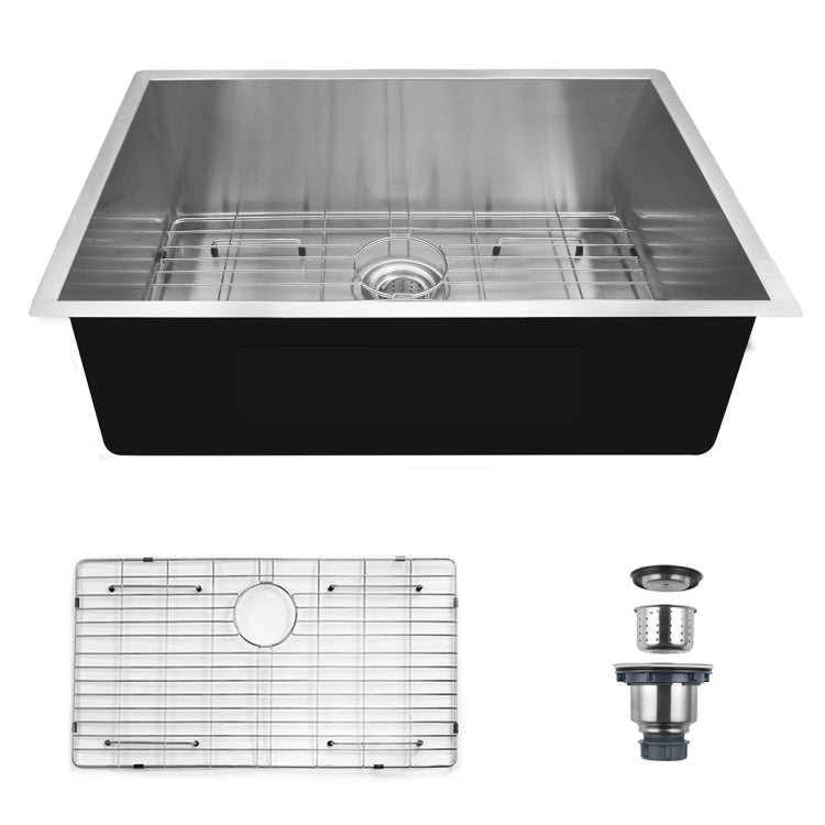 [US Warehouse] Stainless Steel Single Bowl Kitchen Sink, Size: 28 x 19 x 9 inch