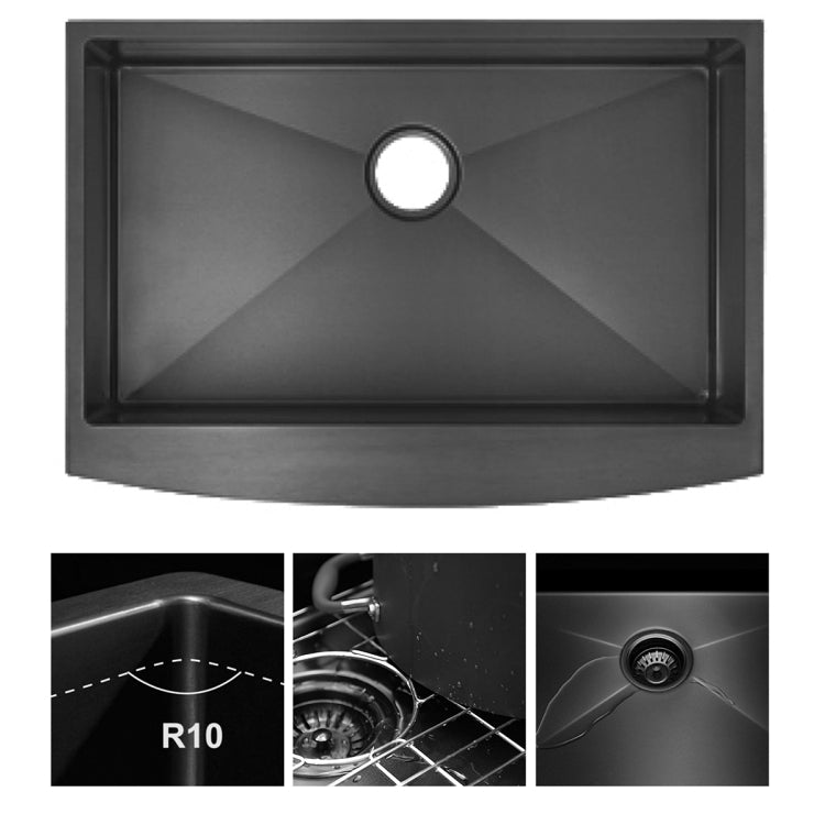 [US Warehouse] Stainless Steel Single Bowl Kitchen Sink, Size: 30 x 21 x 10 inch (Gunmetal)