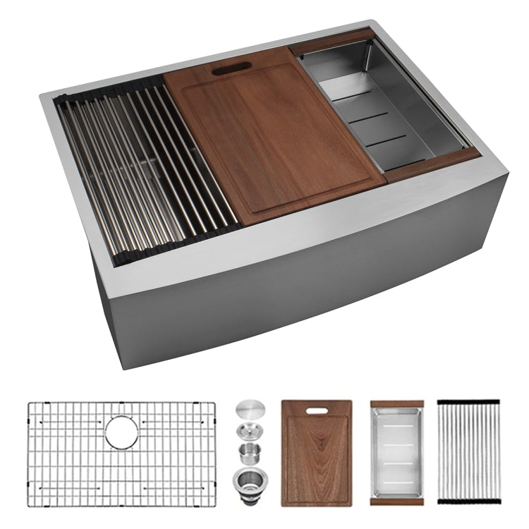 [US Warehouse] Stainless Steel Single Bowl Kitchen Sink with Chopping Board, Size: 30 x 22 x 9 inch