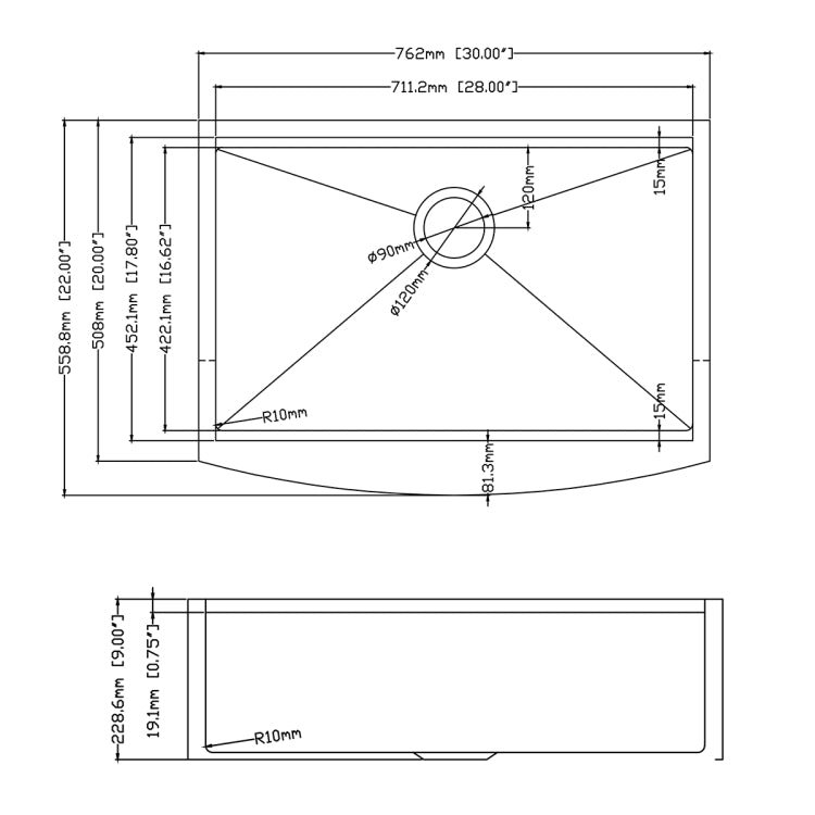 [US Warehouse] Stainless Steel Single Bowl Kitchen Sink with Chopping Board, Size: 30 x 22 x 9 inch