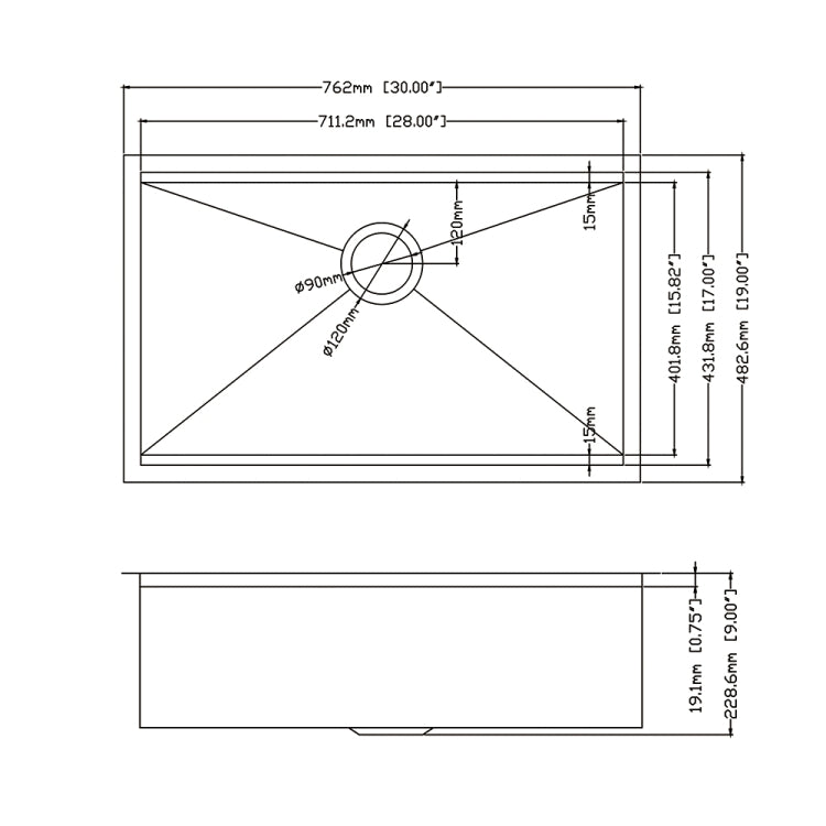 [US Warehouse] Stainless Steel Single Bowl Kitchen Sink with Chopping Board, Size: 30 x 19 x 9 inch