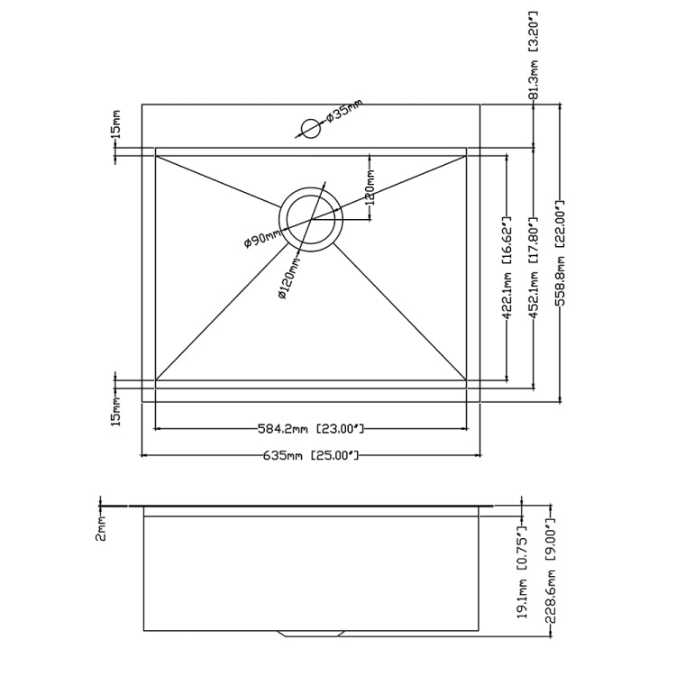 [US Warehouse] Stainless Steel Single Bowl Kitchen Sink with Chopping Board, Size: 25 x 22 x 9 inch