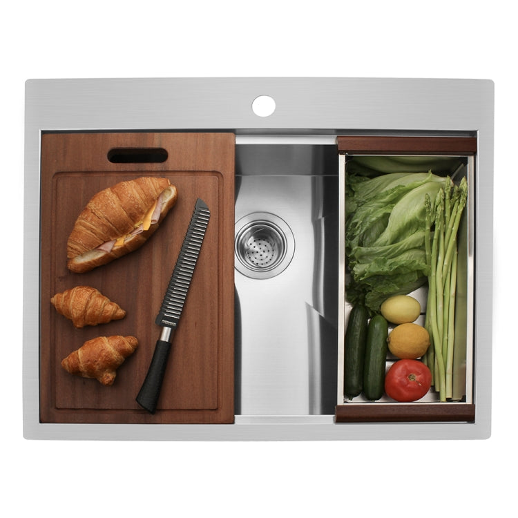 [US Warehouse] Stainless Steel Single Bowl Kitchen Sink with Chopping Board, Size: 25 x 22 x 9 inch