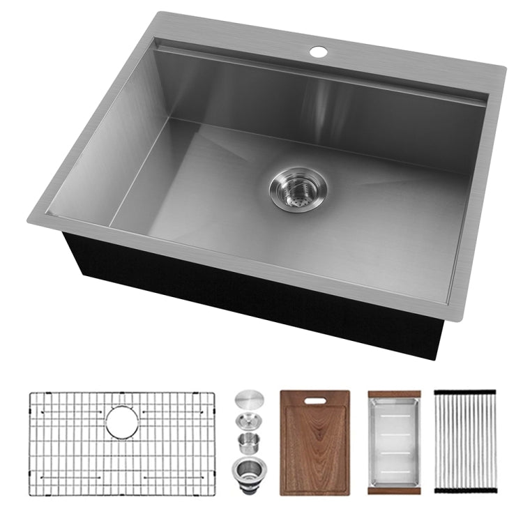 [US Warehouse] Stainless Steel Single Bowl Kitchen Sink with Chopping Board, Size: 28 x 22 x 9 inch