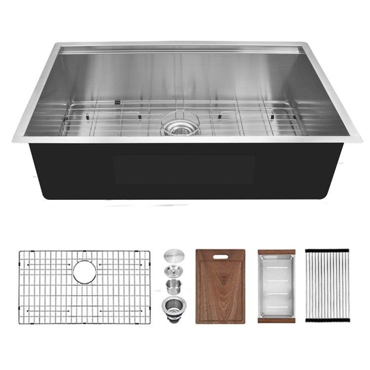 [US Warehouse] Stainless Steel Single Bowl Kitchen Sink with Chopping Board, Size: 30 x 18 x 9 inch