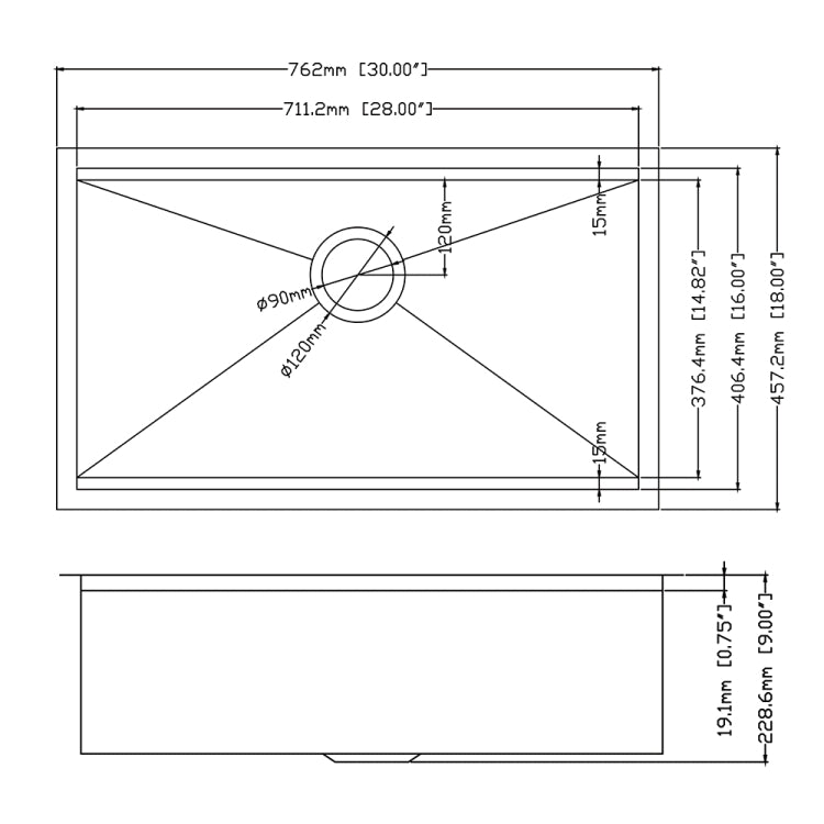 [US Warehouse] Stainless Steel Single Bowl Kitchen Sink with Chopping Board, Size: 30 x 18 x 9 inch