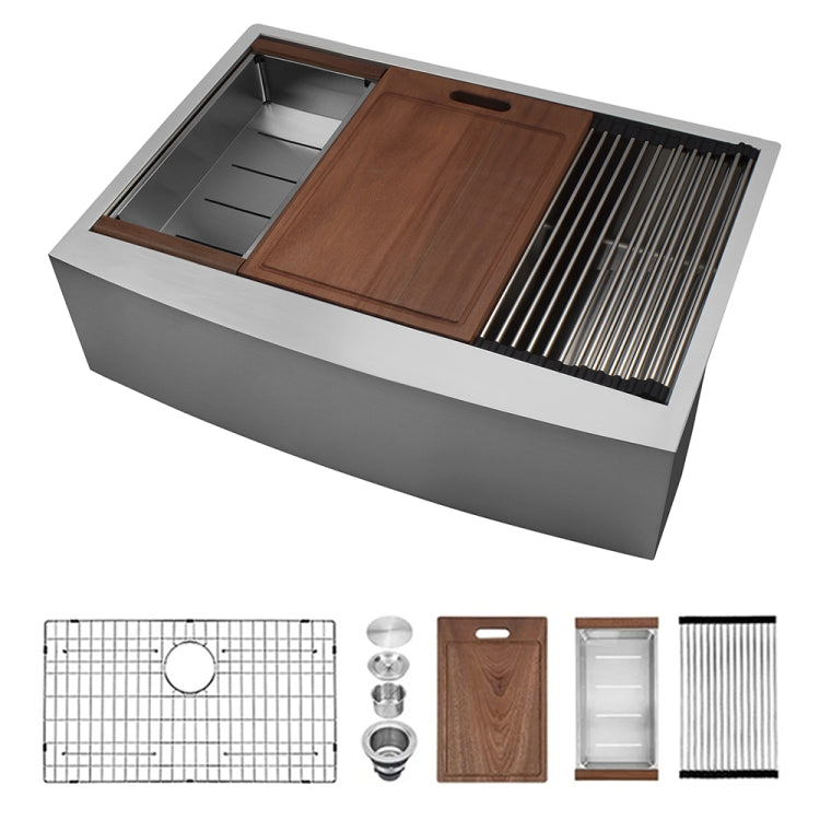 [US Warehouse] Stainless Steel Single Bowl Kitchen Sink with Chopping Board, Size: 33 x 22 x 9 inch