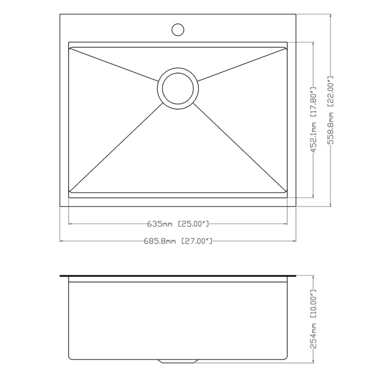 [US Warehouse] Stainless Steel Single Bowl Kitchen Sink with Chopping Board, Size: 27 x 22 x 10 inch(Black)