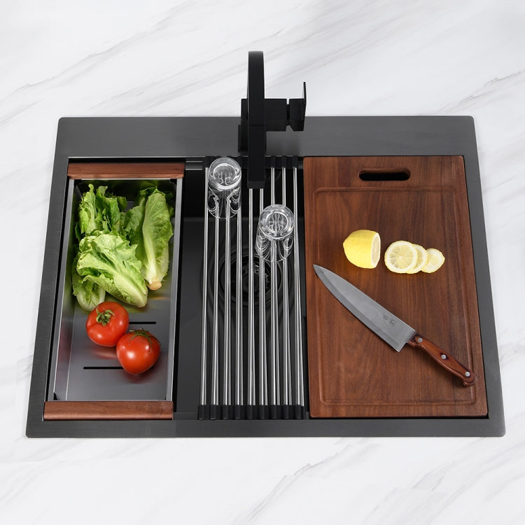 [US Warehouse] Stainless Steel Single Bowl Kitchen Sink with Chopping Board, Size: 27 x 22 x 10 inch(Black)