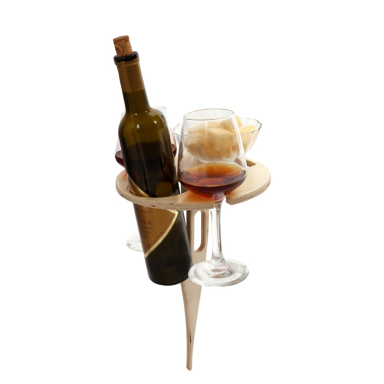 Outdoor Portable Wooden Wine Rack Detachable Wine Table with Ground Nail