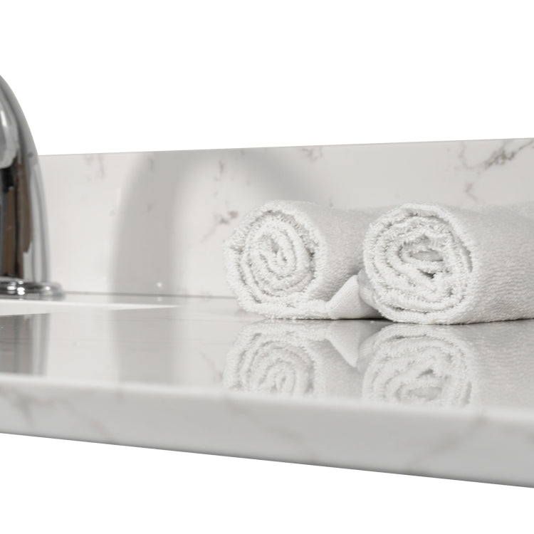 [US Warehouse] Engineered Stone Marble Color Bathroom Vanity Surface with Rectangle Undermount Ceramic Sink & Single Faucet Hole & Back Splash, Size: 43 x 22 inch