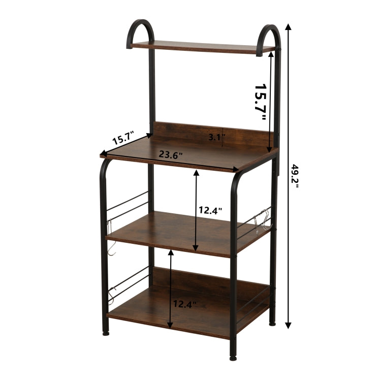 [US Warehouse] Multi-function Kitchen Microwave Ovens Storage Shelf with 8 Hooks