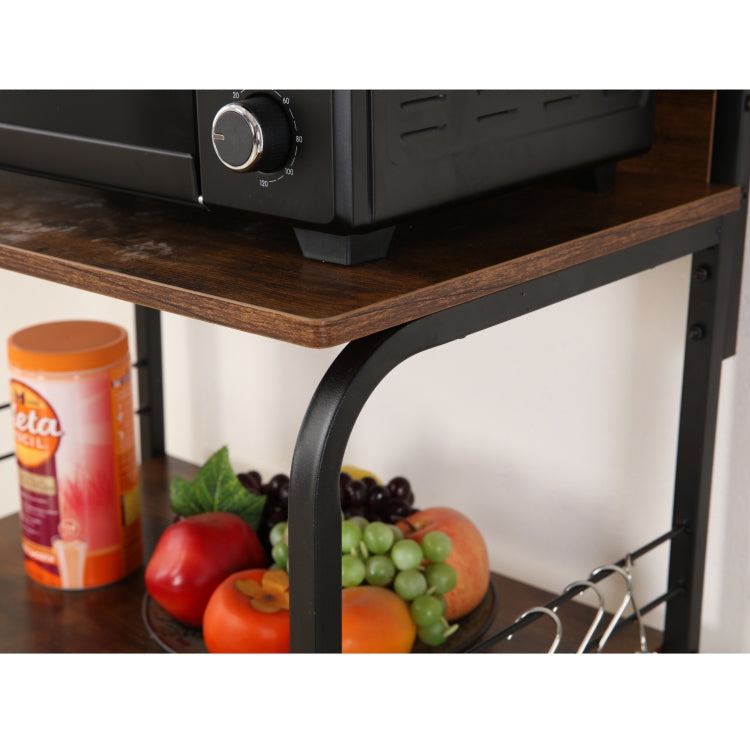 [US Warehouse] Multi-function Kitchen Microwave Ovens Storage Shelf with 8 Hooks