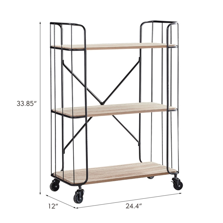 [US Warehouse] Multi-function Kitchen 3-Tier Utility Cart Rolling Storage Shelf Rack Dining Cart Trolley