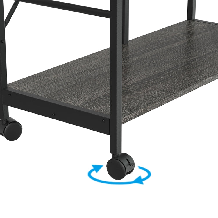 [US Warehouse] Kitchen Shelf Microwave Oven Rack with 6 Hooks and 4 Removable Stop Wheels, Size: 35.43 x 33.27 x 14.96 inch