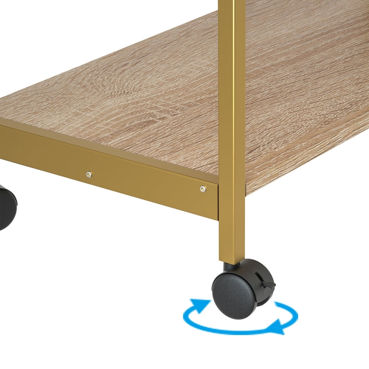 [US Warehouse] Kitchen Shelf Microwave Oven Rack with 6 Hooks and 4 Removable Stop Wheels, Size: 35.43 x 33.27 x 14.96 inch