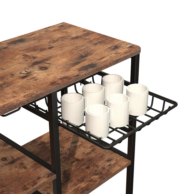 [US Warehouse] Kitchen Shelf Microwave Oven Rack with 6 Hooks and 4 Removable Stop Wheels, Size: 35.43 x 33.27 x 14.96 inch