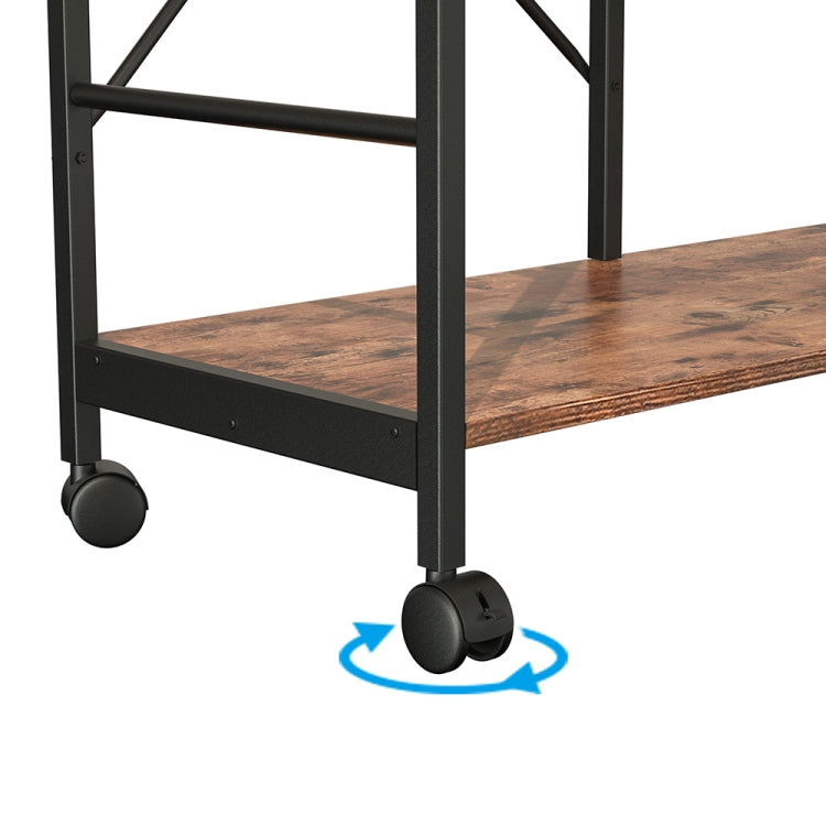 [US Warehouse] Kitchen Shelf Microwave Oven Rack with 6 Hooks and 4 Removable Stop Wheels, Size: 35.43 x 33.27 x 14.96 inch