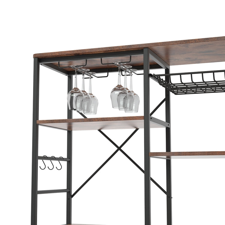 [US Warehouse] Kitchen Shelf Microwave Oven Rack with 6 Hooks and 4 Removable Stop Wheels, Size: 35.43 x 33.27 x 14.96 inch