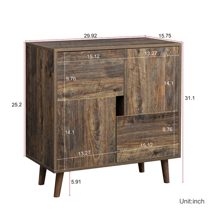 [US Warehouse] Wooden Sideboard with Four Storage Spaces, Size: 29.92 x 31.1 x 15.75 inch