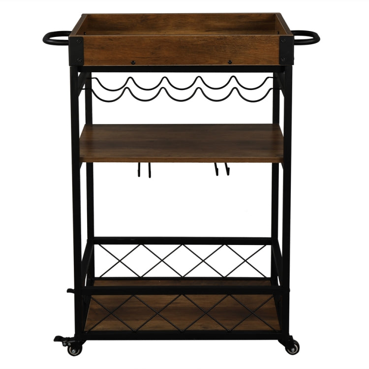 [US Warehouse] Portable Kitchen Three-tier Storage Rack Serving Trolley with Wheels