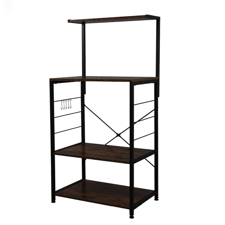 [US Warehouse] Portable Kitchen Four-tier Single Row Microwave Oven Storage Rack Shelf