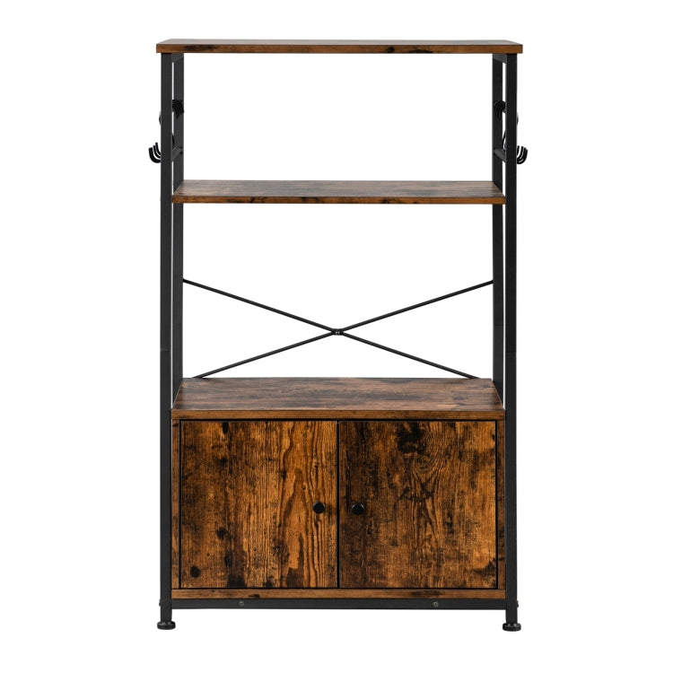 [UK Warehouse] 3-Layer Particleboard Industrial Wind Wrought Iron Kitchen Shelf with Cabinets, Size: 60x40x100cm