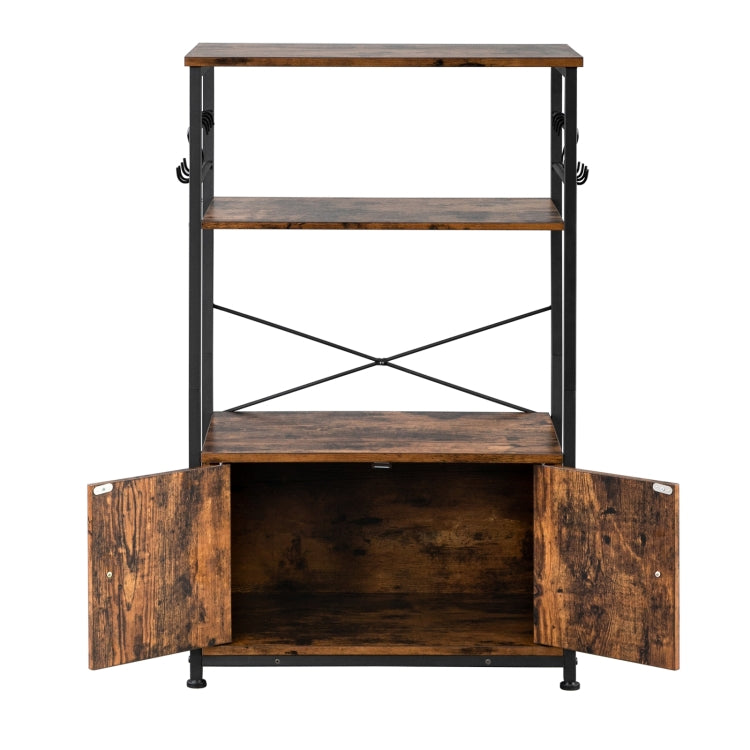 [UK Warehouse] 3-Layer Particleboard Industrial Wind Wrought Iron Kitchen Shelf with Cabinets, Size: 60x40x100cm