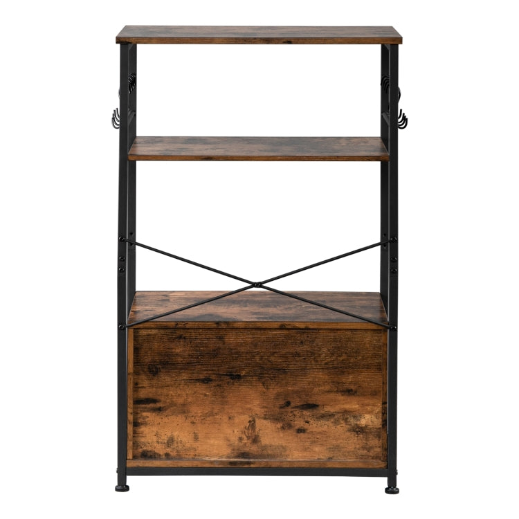 [UK Warehouse] 3-Layer Particleboard Industrial Wind Wrought Iron Kitchen Shelf with Cabinets, Size: 60x40x100cm
