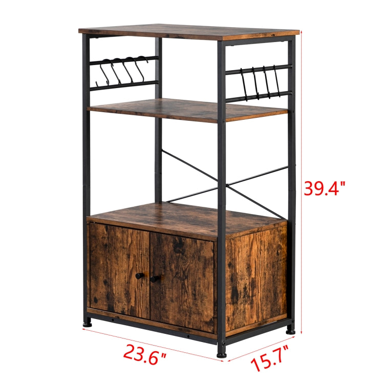 [UK Warehouse] 3-Layer Particleboard Industrial Wind Wrought Iron Kitchen Shelf with Cabinets, Size: 60x40x100cm