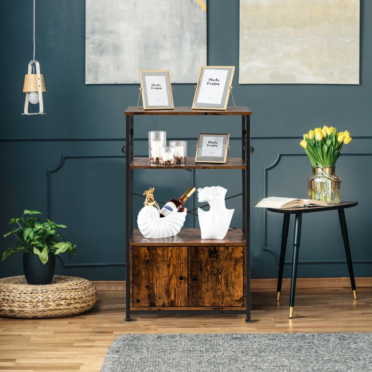 [UK Warehouse] 3-Layer Particleboard Industrial Wind Wrought Iron Kitchen Shelf with Cabinets, Size: 60x40x100cm