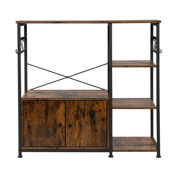 [US Warehouse] 4-Layer Particleboard Industrial Wind Wrought Iron Kitchen Shelf with Side Cabinets, Size: 90x40x85cm