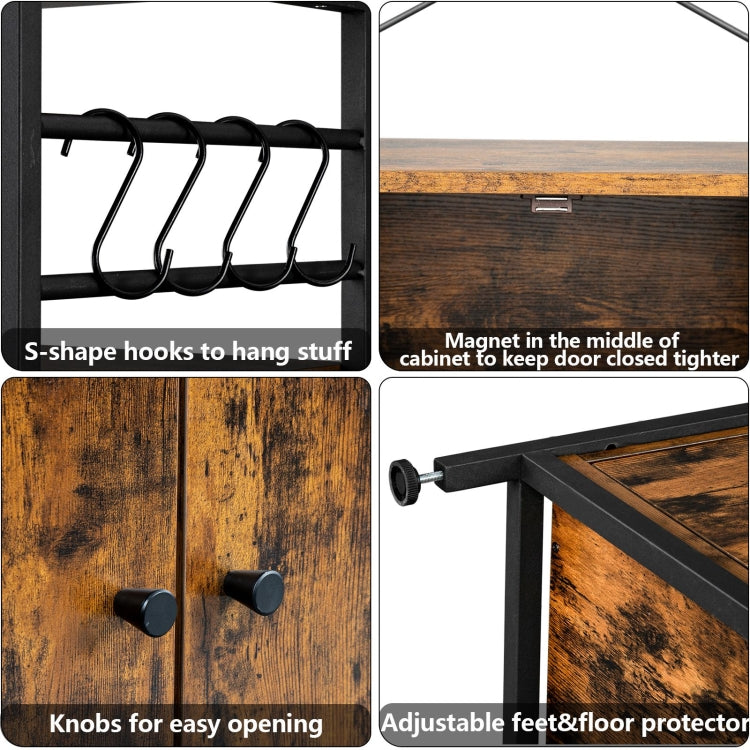 [US Warehouse] 4-Layer Particleboard Industrial Wind Wrought Iron Kitchen Shelf with Side Cabinets, Size: 90x40x85cm