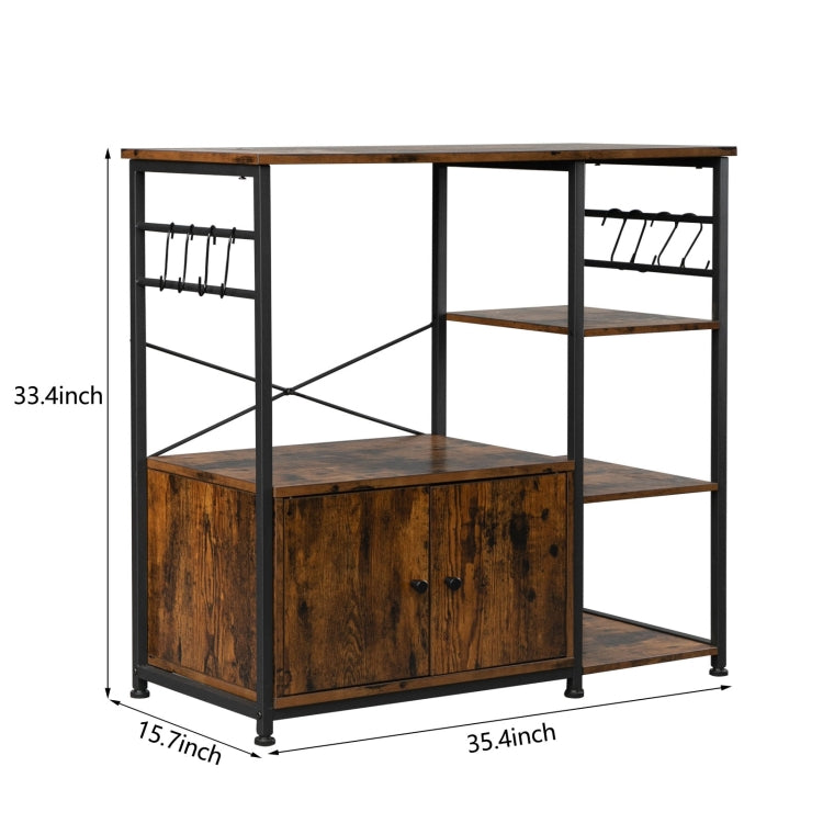 [US Warehouse] 4-Layer Particleboard Industrial Wind Wrought Iron Kitchen Shelf with Side Cabinets, Size: 90x40x85cm